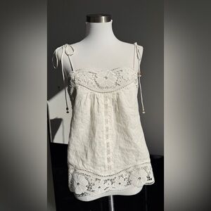 ZIMMERMANN 
Linen Broderie Anglaise Cami Top size 1